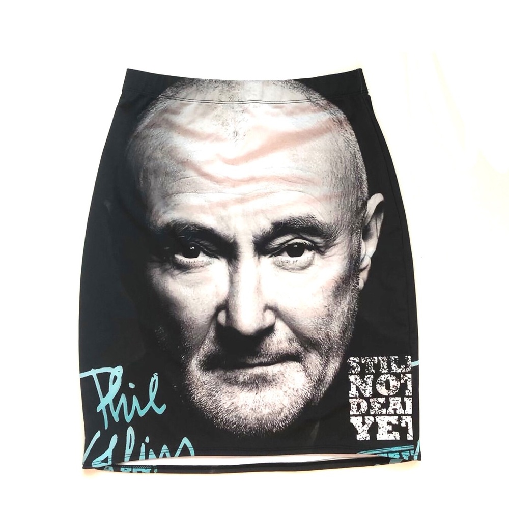 Redbubble Phil Collins Head graphic Mini Skirt in mixed black and white Medium
